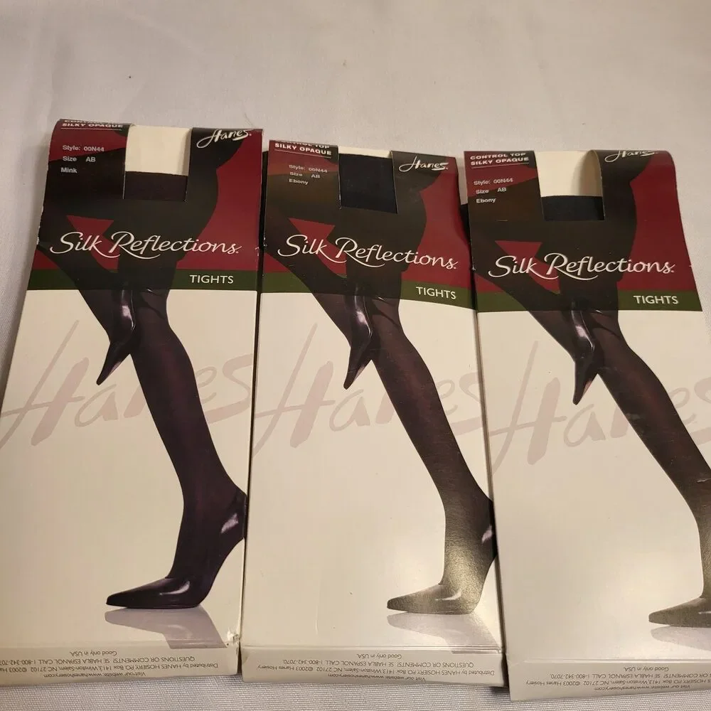 (3) Tights Hanes Silk Reflections Control Top Size AB Mink/Ebony 00N44